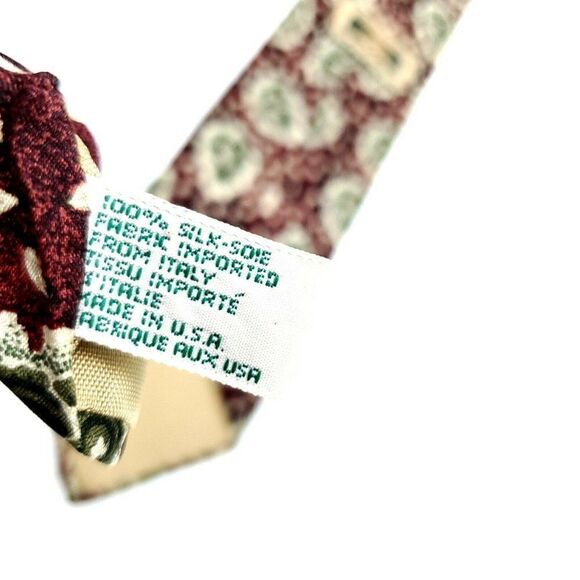 Joseph Abboud Silk Tie Print Brownish Red Floral Paisley Wide - Picture 4 of 6